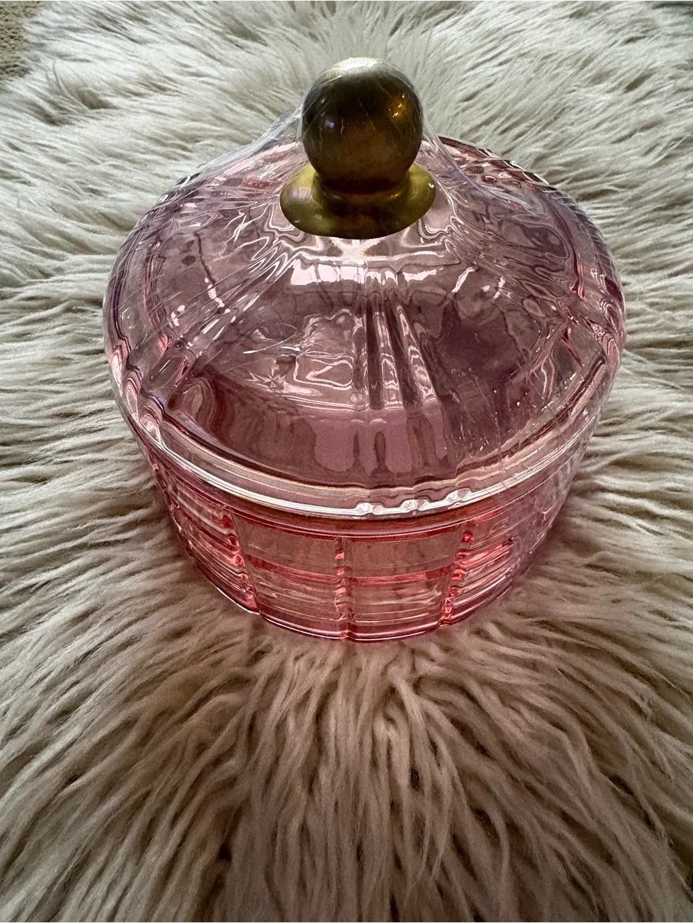 Target Pink & Gold Glass Trinket Box Vanity Bathroom Kitchen Candy Dish Storage